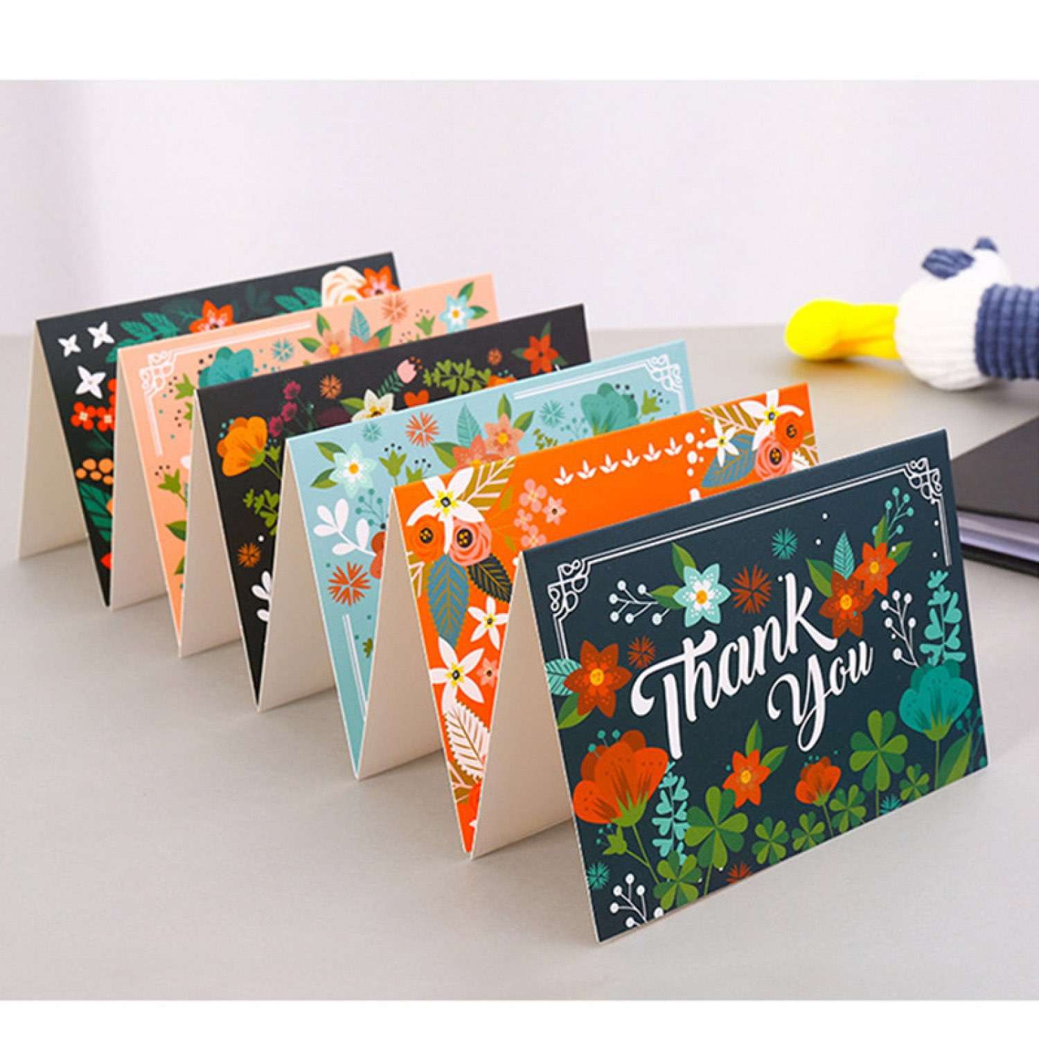 Thank You Card Flower Pattern UV Printing Beautiful Small Card Customized